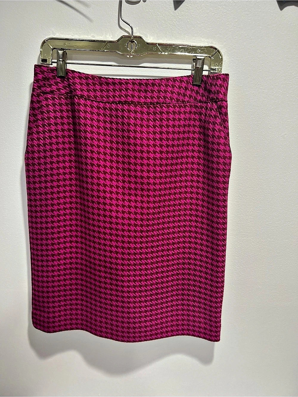 Merona Houndstooth Stretch Pencil Skirt Pink Size 8